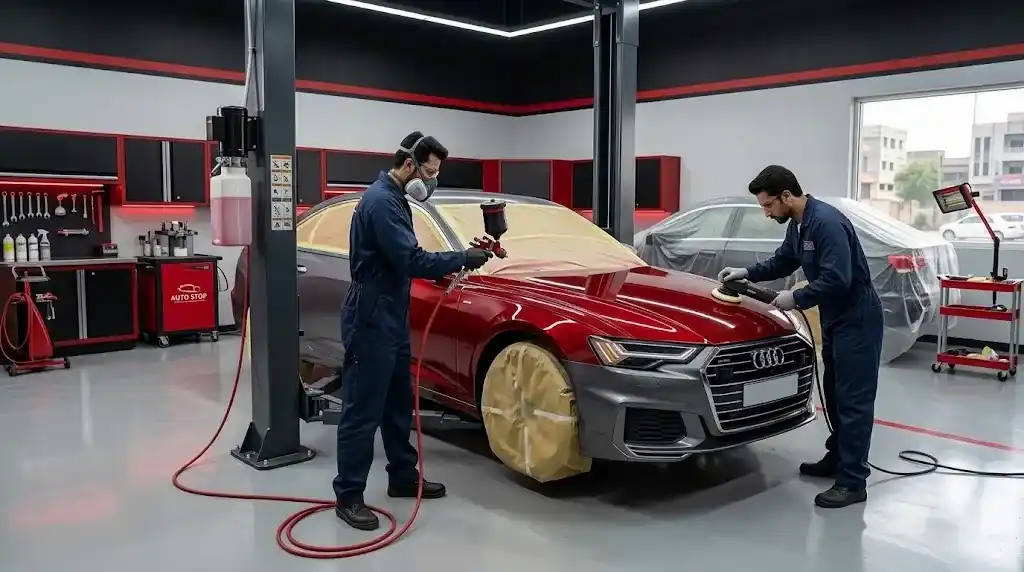 Car body repair and paint refinishing service in Dubai