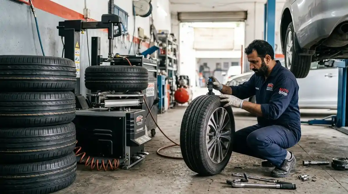 Tire alignment, balancing, and fitting service in Dubai